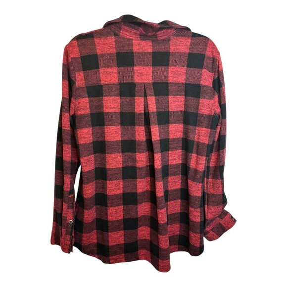 John Mark Blouse Women's Size Medium Plaid Flannel Button Down Red Black - Picture 2 of 4